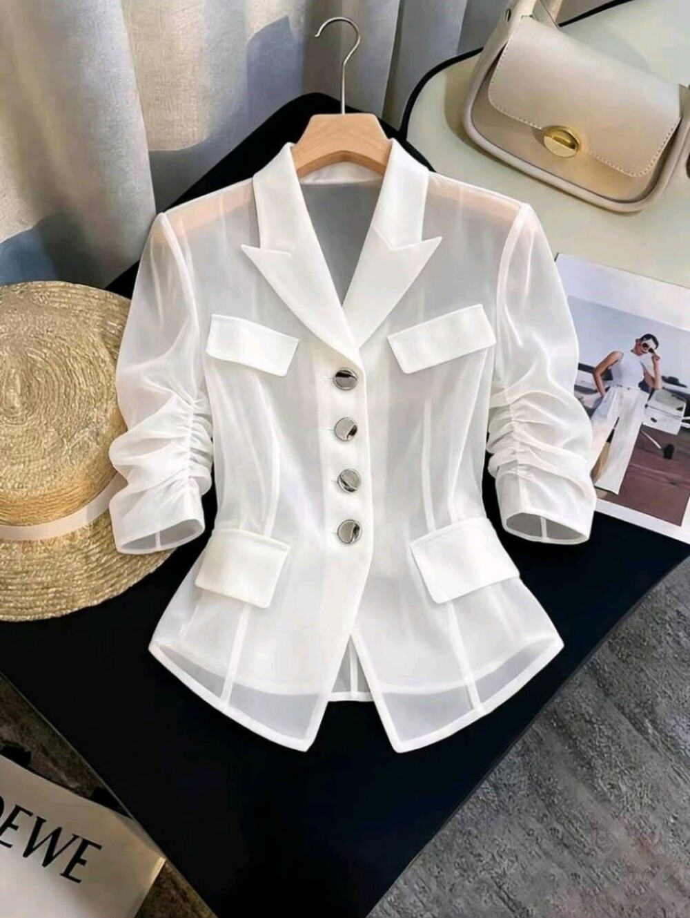 Women's Elegant Commute Solid Color Thin Jacket - Picture 2 of 6